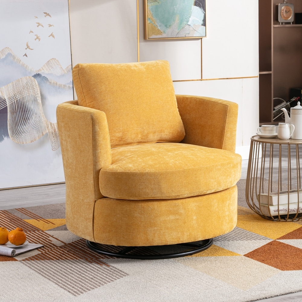 Yellow barrel chair with ottoman cheap
