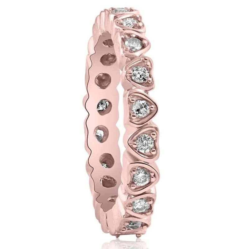 1/2CT Diamond Heart Eternity Ring in White, Yellow, or Rose Gold