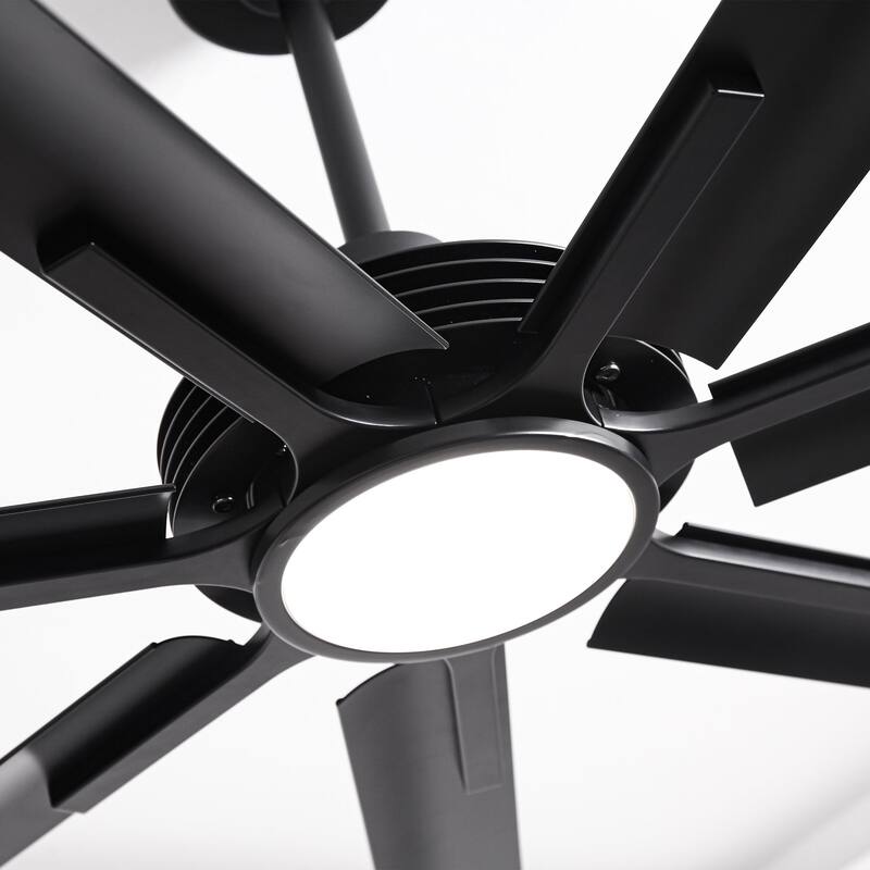 Ceiling Fan Industrial 100" Modern Black 7-Blade LED Light