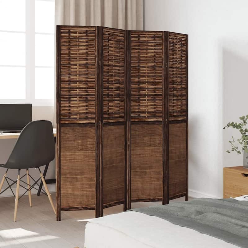 vidaXL Room Divider Privacy Screen Living Room Dark Brown Solid Wood Paulownia