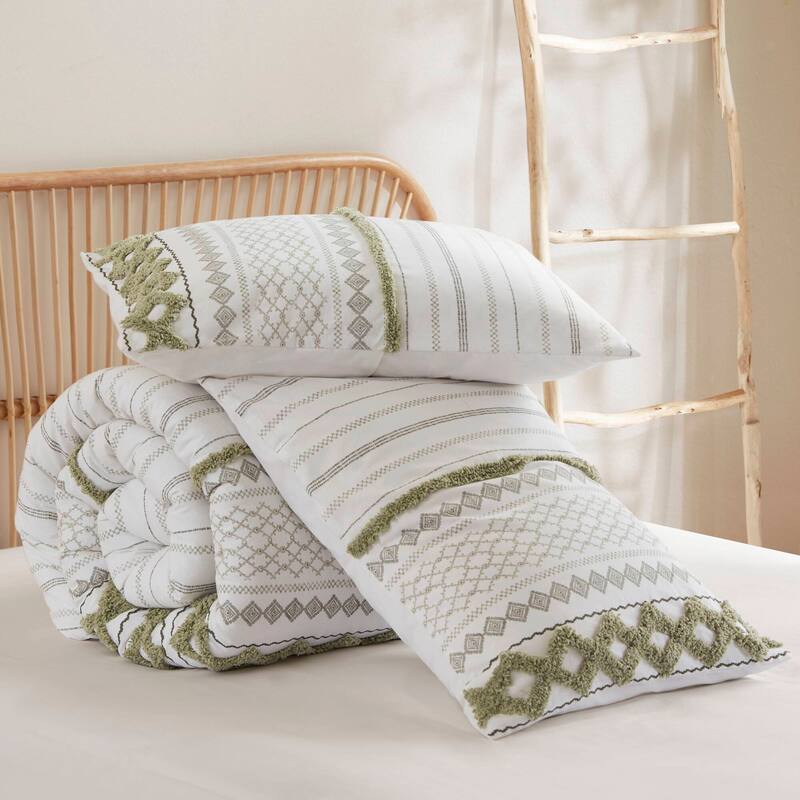 GDF Studio - Aruda Global Cotton Chenille Comforter Set with Tufted Detailing