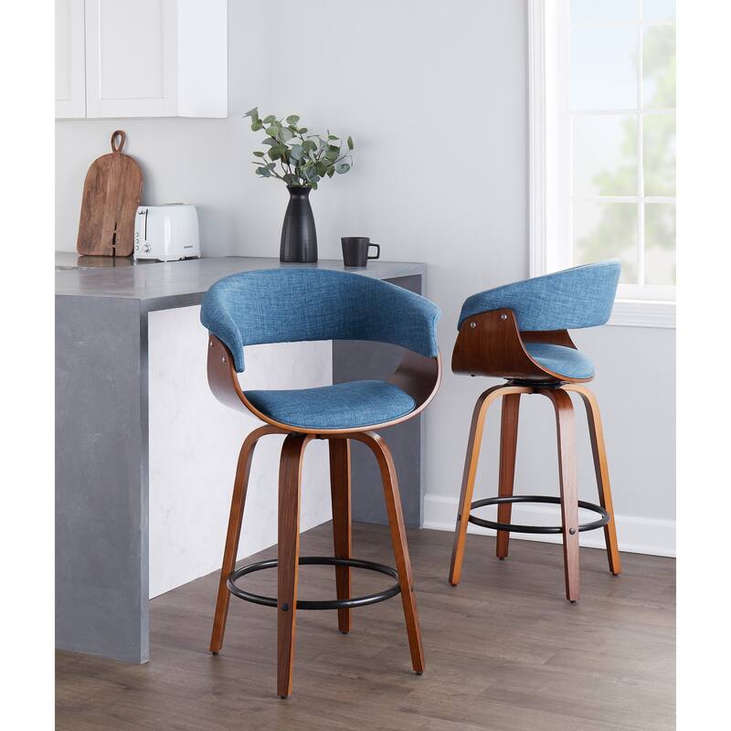 Carson Carrington Sauda 26" Fixed-Height Counter Stool with Bent Wood Legs (Set of 2)