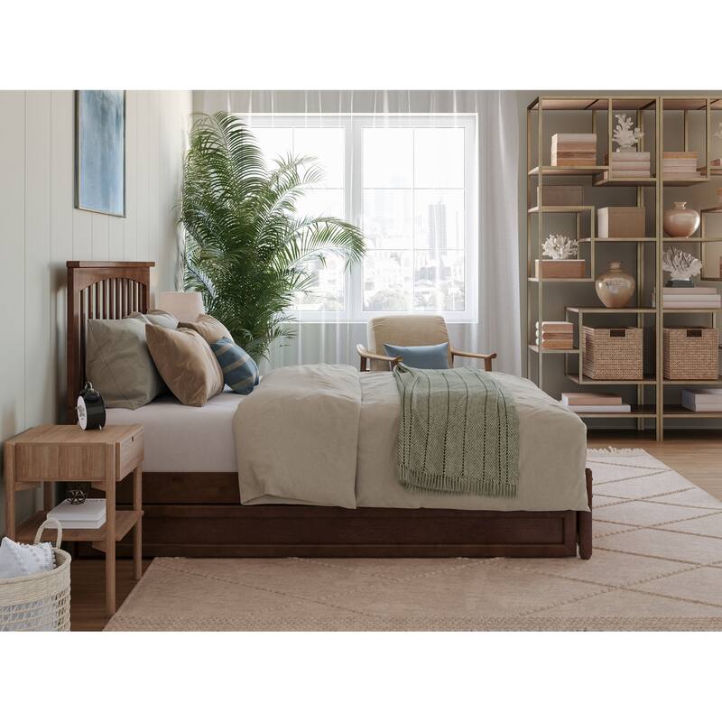 Everett Platform Bed with Panel Footboard and Twin Trundle