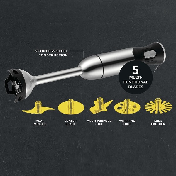 BergHOFF X5 Pro Stainless Steel Handheld Food Processor, 5