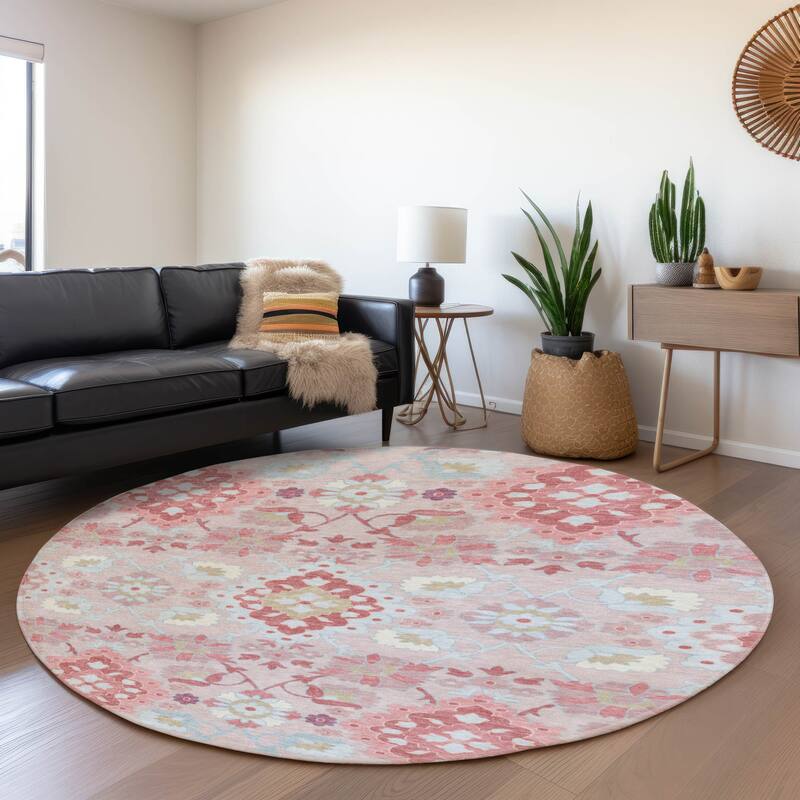 Premium Washable Super Soft Traditional Grace Mayfield Rug - Blush - 8' x 8'