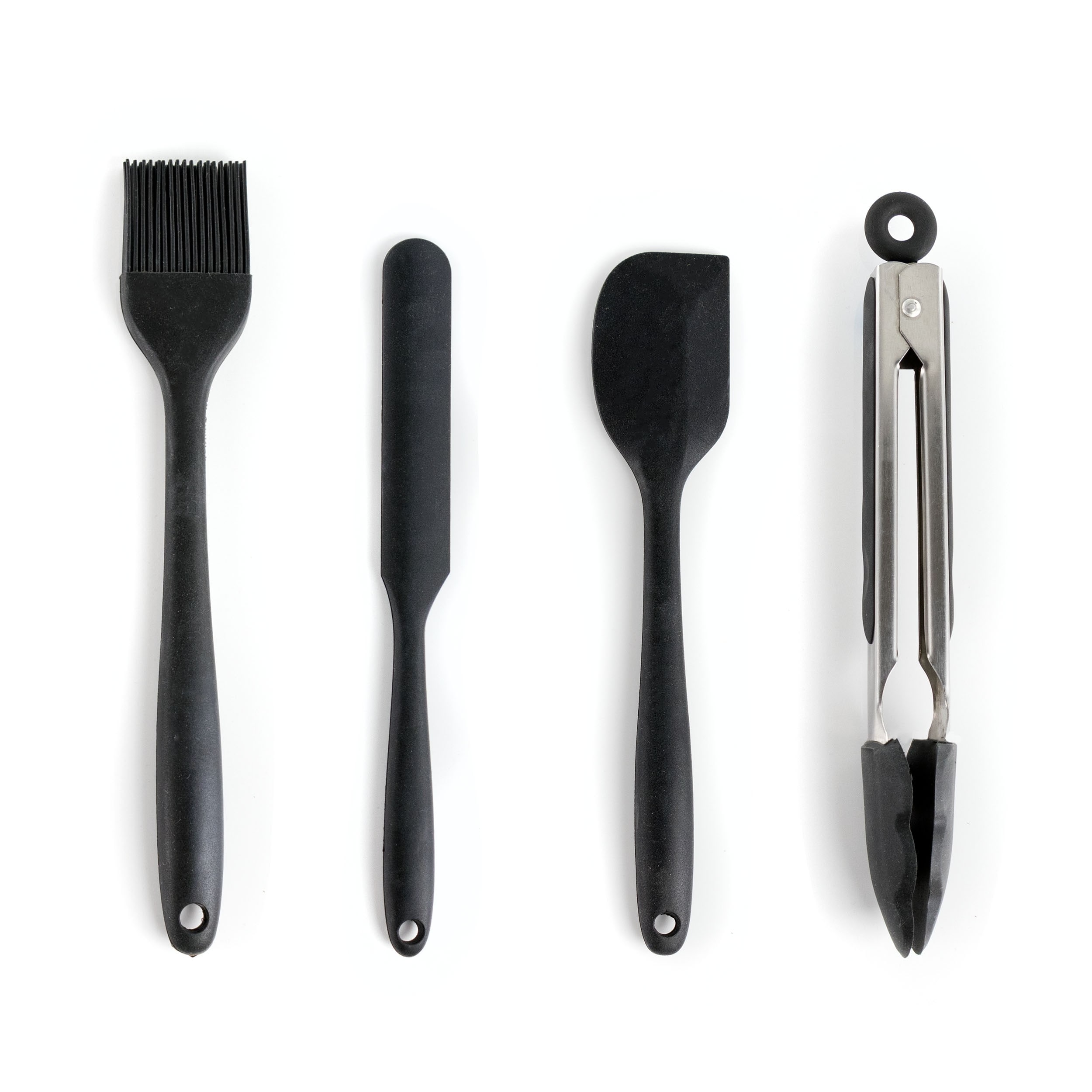 MegaChef Black Silicone and Wood Cooking Utensils, Set of 12 - 9884604