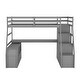 preview thumbnail 24 of 37, Twin Size Wood Loft Bed with 7 Drawers 2 Shelves, Ladder and Desk for Kids, Bedroom