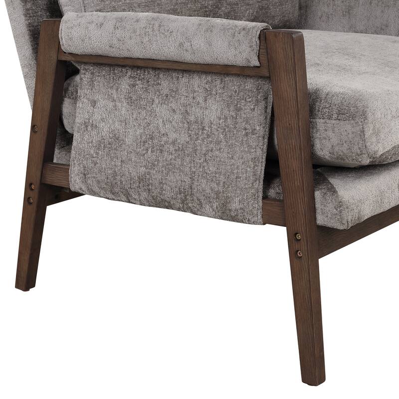 Mid-Century Modern 30.2" Velvet Arm Chair with Solid Wood and Thick Seat Cushion for Living Room