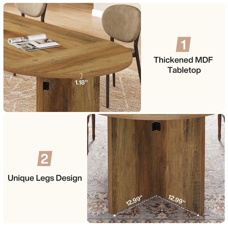 63" Oval Dining Table, Farmhouse Kitchen Table