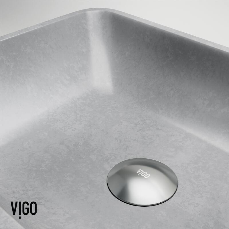 VIGO Duomo 18"L x 13"W Concrete Vessel Sink and Cass 12"H Faucet Set