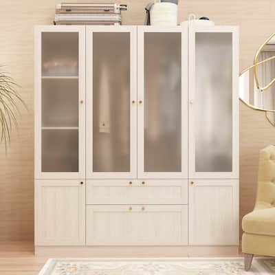 Large Glass Combination Cabinet: Contemporary Storage Closet Armoires