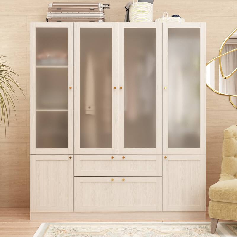 Modular Modern Glass Door Wardrobe:Storage Closet Solution Armoire