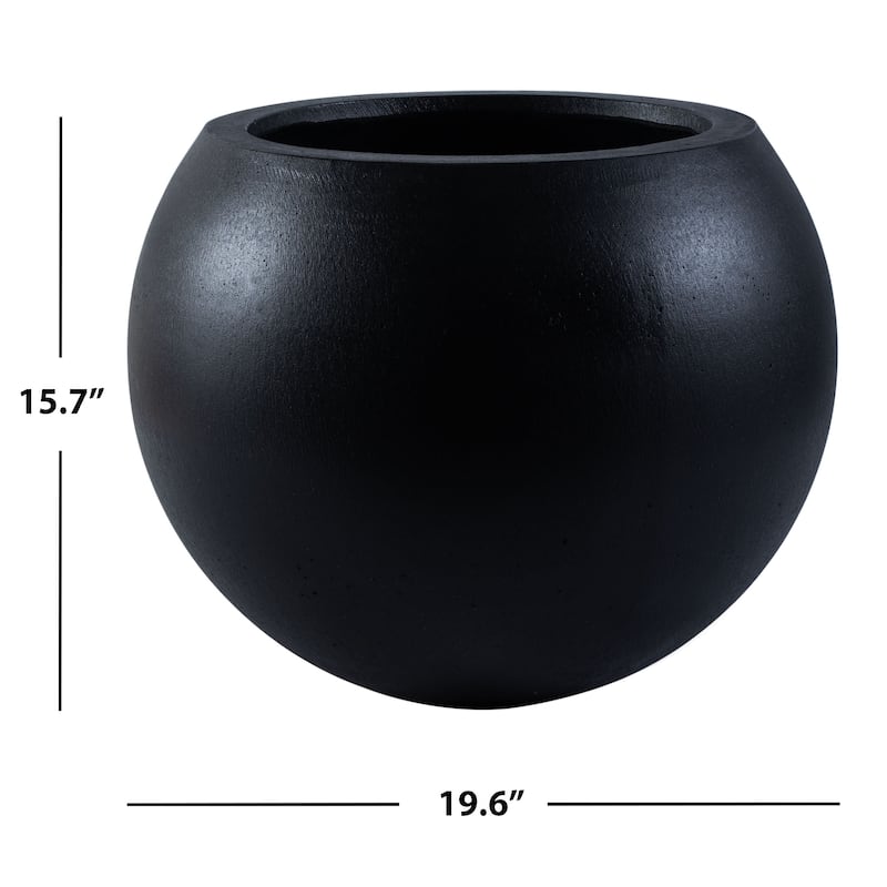 SAFAVIEH Outdoor Dejah Black Planter - 20"W x 20"D x 16"H
