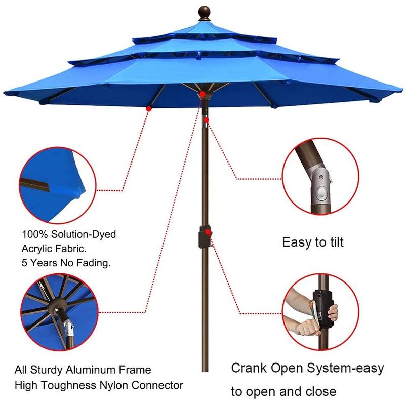 Tradesparker Multicolor Sunbrella 9ft/10x6.5ft Patio Market Outdoor Table Umbrella