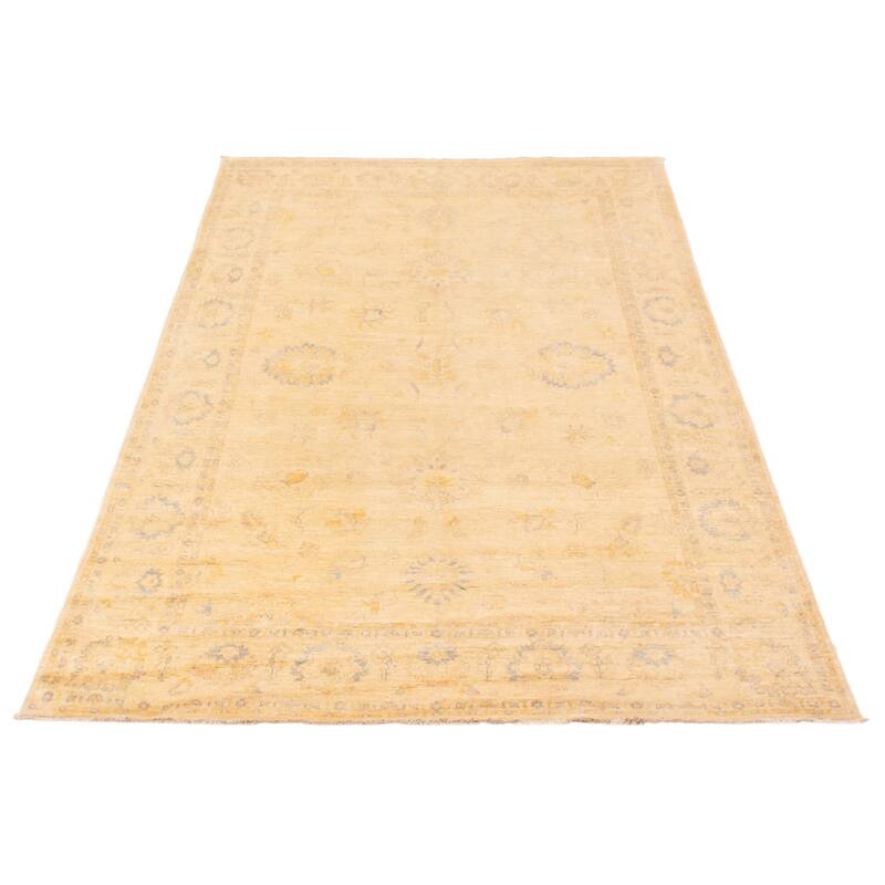 ECARPETGALLERY Hand-knotted Chobi Finest Ivory Wool Rug - 5'11 x 9'1