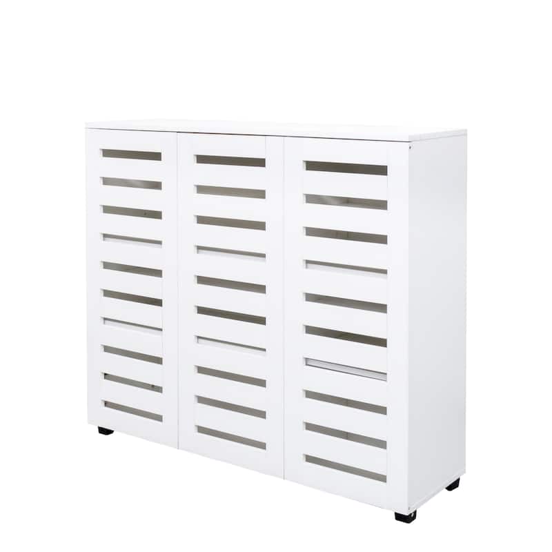 Shoe Cabinet, 5-Tier Shoe Storage Cabinet with Adjustable Shelves, Wooden Shoe Rack Organizer with Louvered Doors,Closet