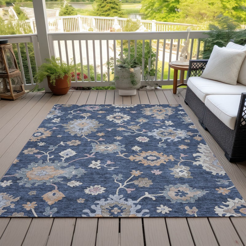 Machine Washable Indoor/ Outdoor Traditional Persian Chantille Rug