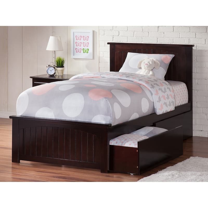 Twin Platform Bed with Drawers - Classic Comfort Bed Frame, White Finish, Underbed Storage