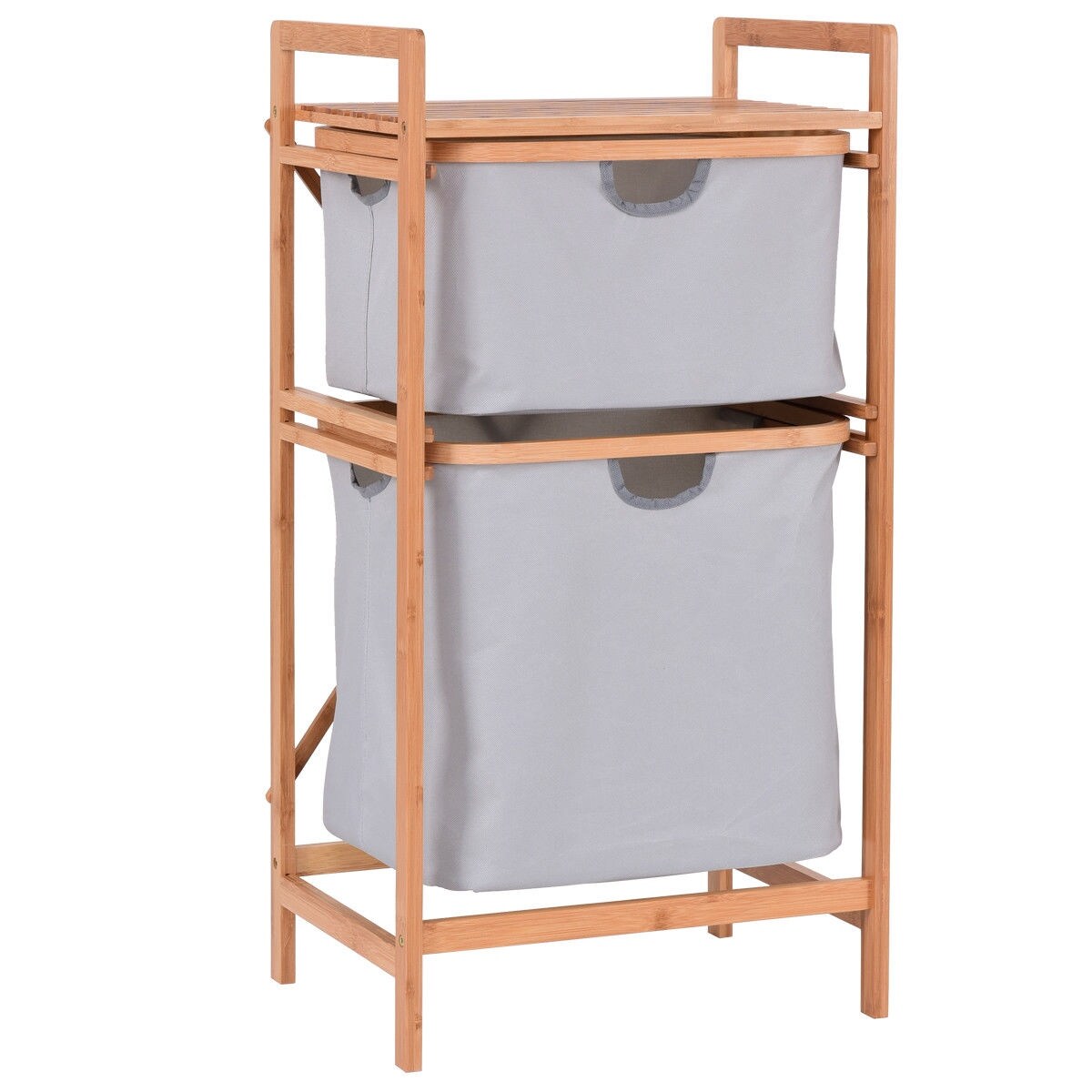 Shop Costway 2 Drawer Bamboo Shelf Dresser Sliding Cloth Fabric