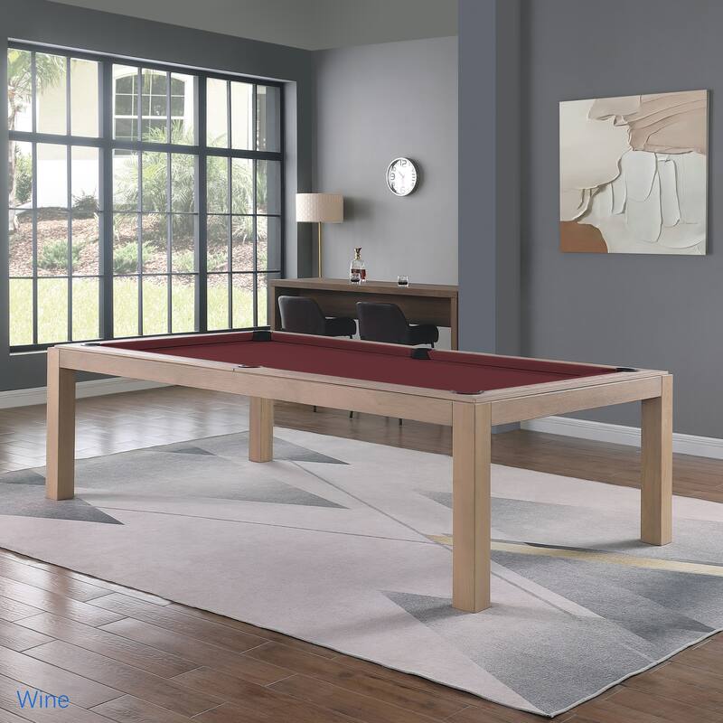 Olivia Driftwood Ash 7ft Billiard Slate Pool Table with Dining TOP - Red/Purple