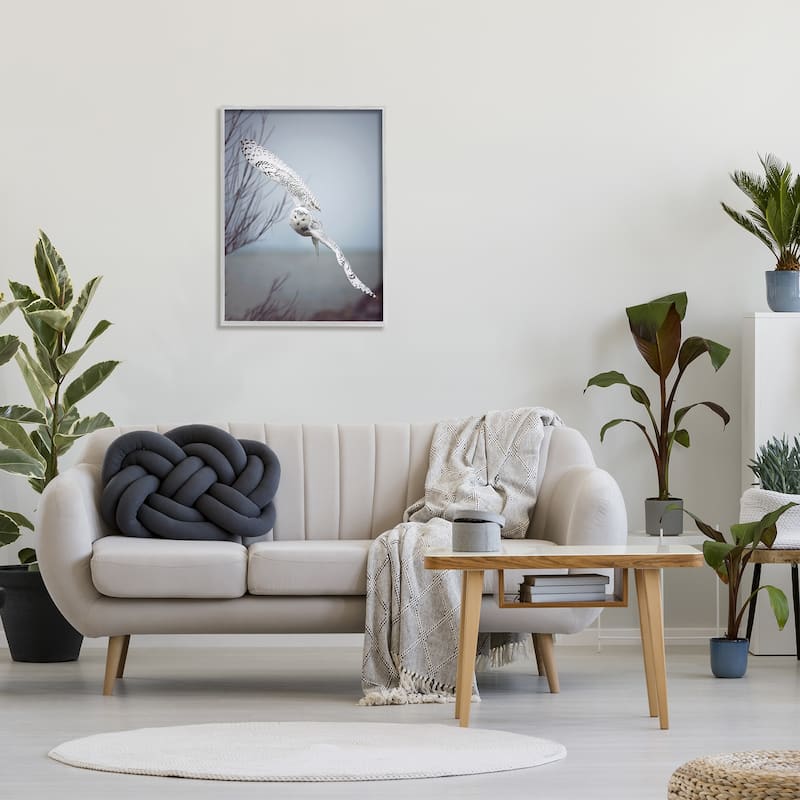Stupell Majestic Snowy Owl Flying Wingspan Wildlife Photography Framed Wall Art, Design by Carrie Ann Grippo-Pike
