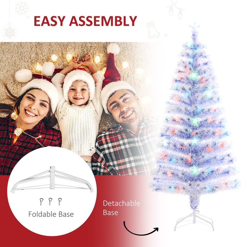5FT Fiber Optic Pre-Lit Christmas Tree with LED Lights & Star Topper