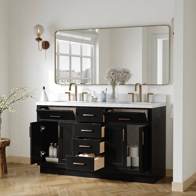 Ariel T060DCQOVO Hepburn 60" Free Standing Double Oval Basin Vanity