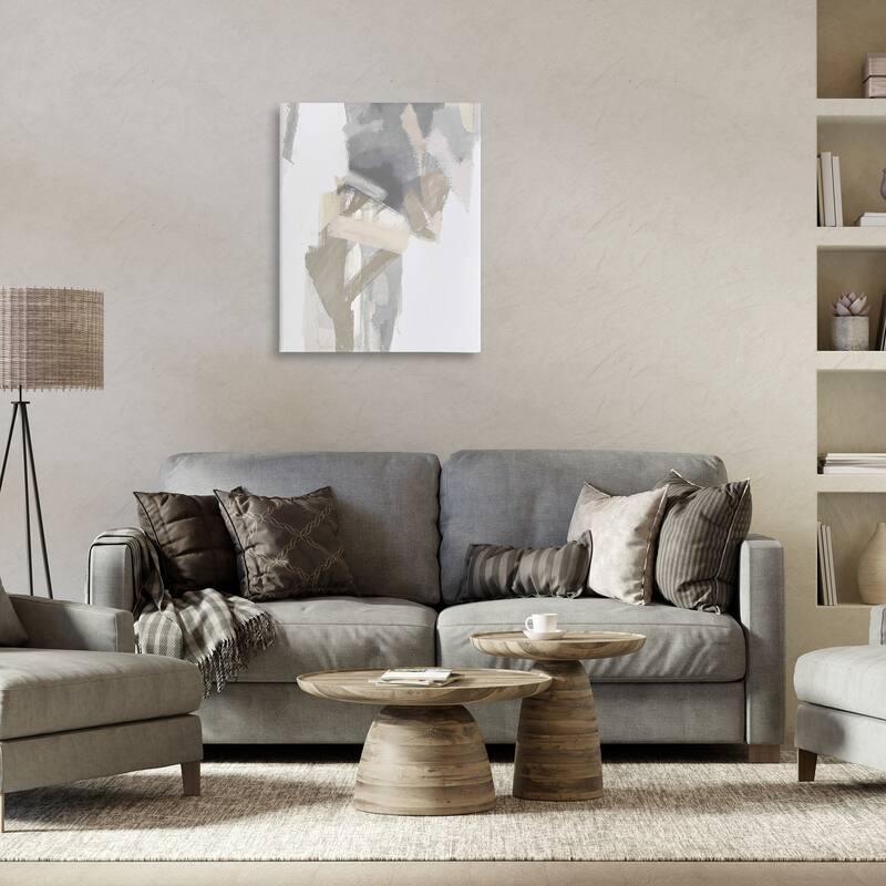Stupell Elegant Grey & Beige Streaks Canvas Wall Art Design By Rachel Springer
