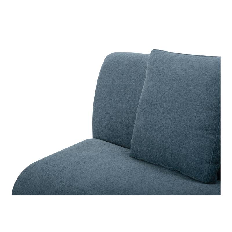 NADAAL STUDIOS Solace Left Arm Facing Modular Sofa, Deep Foam & Fiber Cushioning, Plinth Base, Two Toss Cushions, White