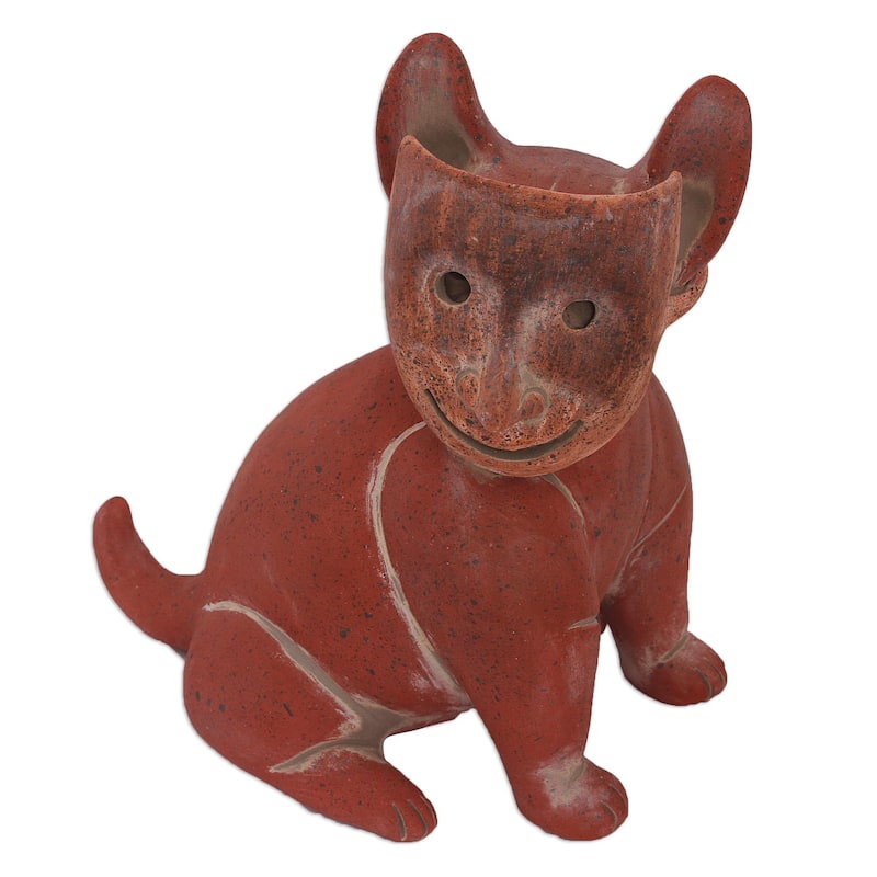 Novica Handmade Masked Dog Ceramic Sculpture