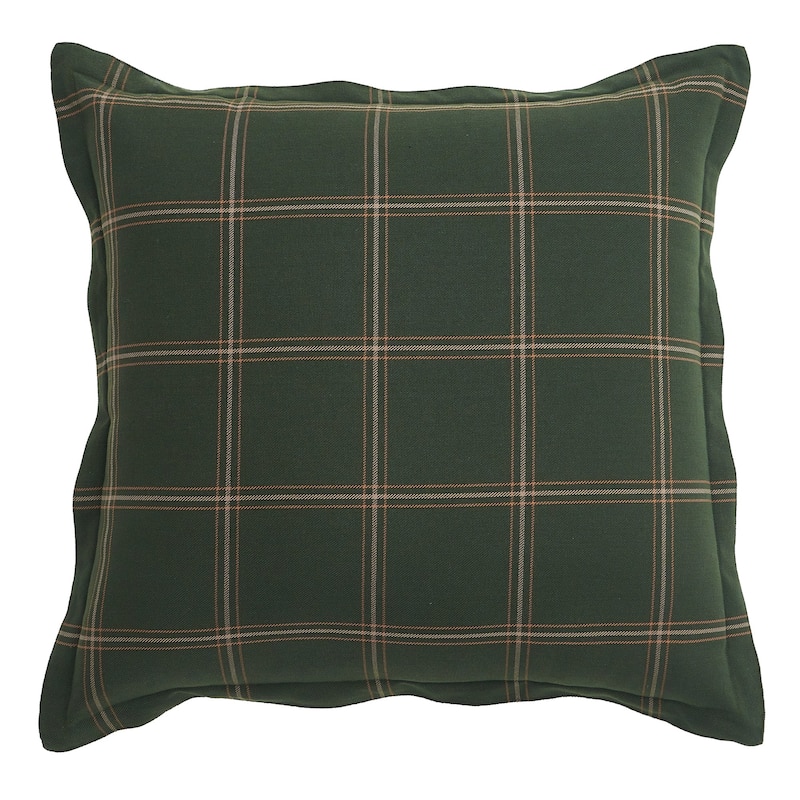 HiEnd Accents Windowpane Plaid Modern Rustic Bedding Euro Pillow Sham, 27x27 inch - Hunter Green