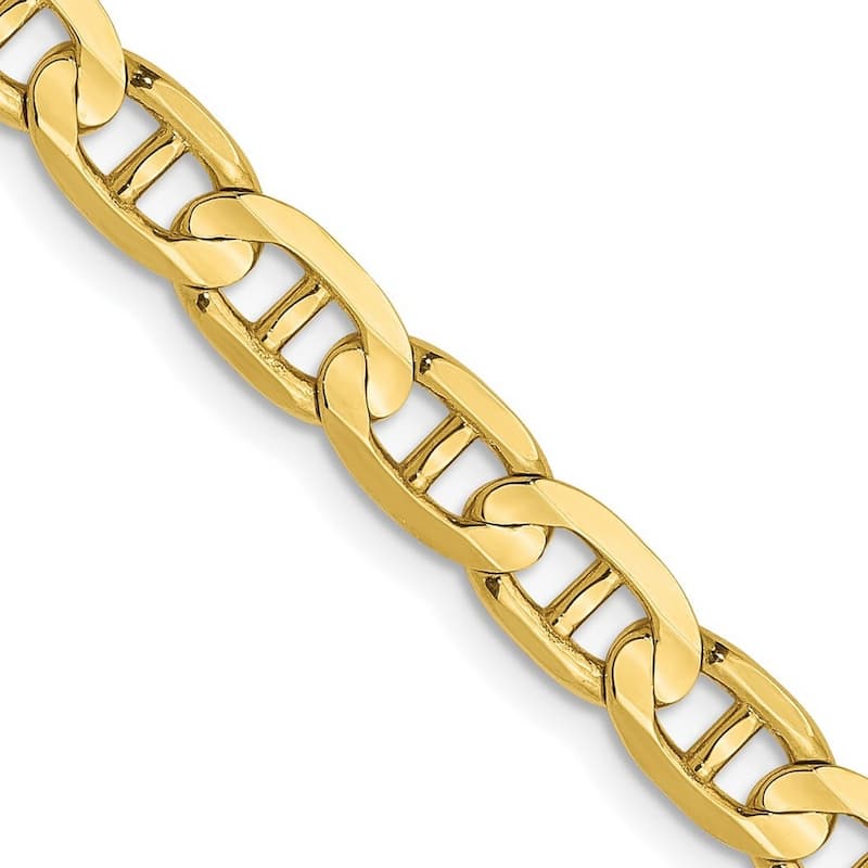 Curata 10k Lobster Claw Closure 4.5mm Concave Nautical Ship Mariner Anchor Chain Bracelet