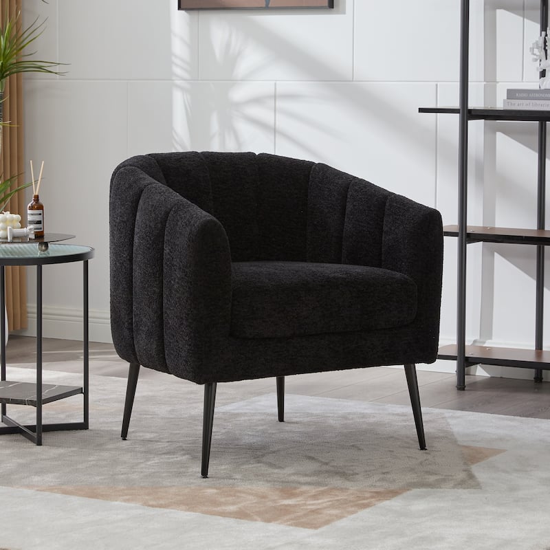 3-Piece Chenille Small Living Room Furniture Set with Metal Legs,Channel Tufted Sofa Conversation Set,Loveseat & 2 Accent Chair