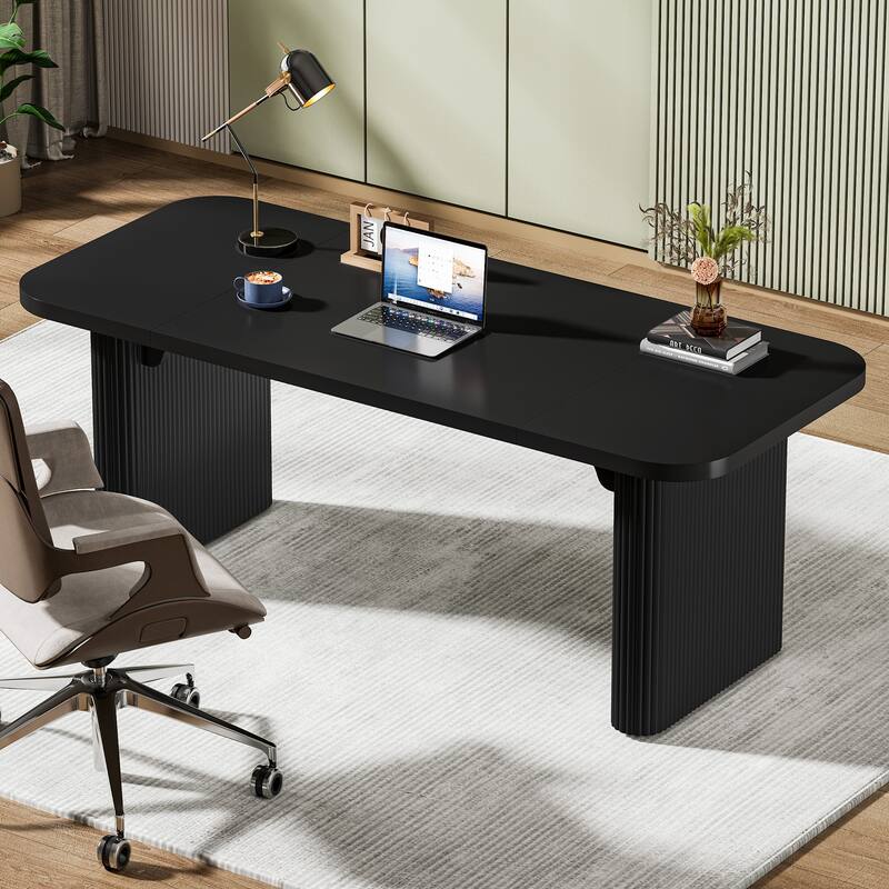 Large Wood Executive Desk, Modern Computer Desk, Home Office Workstation Boss Desk