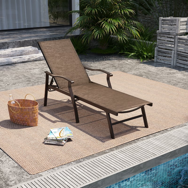 Pellebant Outdoor Patio Aluminum Adjustable Chaise Lounge Chair