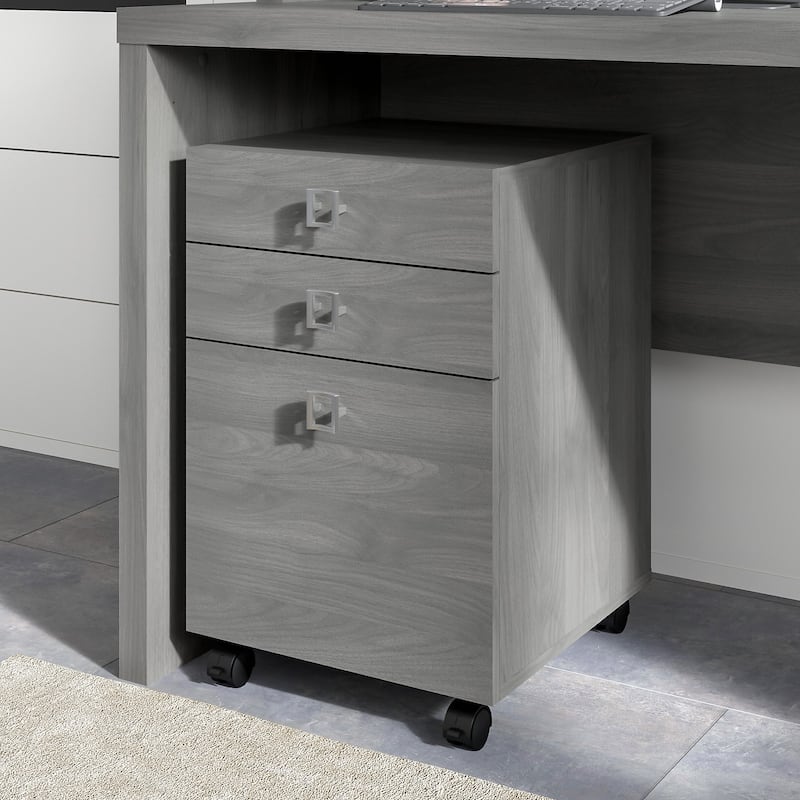 Echo 3 Drawer Mobile File Cabinet by Bush Business Furniture - Modern Gray