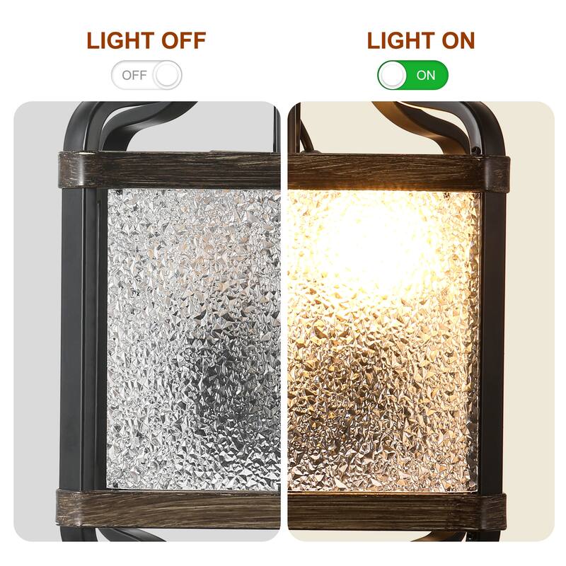 CurveCurio 17" Antique Matte Black Wall Light Metal Farme w/ Glass Shade and Solid Wood Shade, 3 Light Wall Sconces - 12"*8"*17"