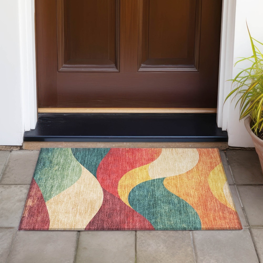 Machine Washable Indoor/Outdoor Soft Contemporary Chantille Rug