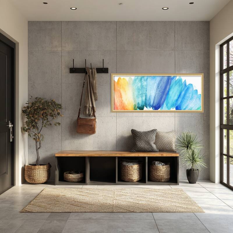 Amanti Art Framed Fabric Pinboard Burst of Rainbow by Eva Watts Printed Bulletin Board - Board Size 40 x 16