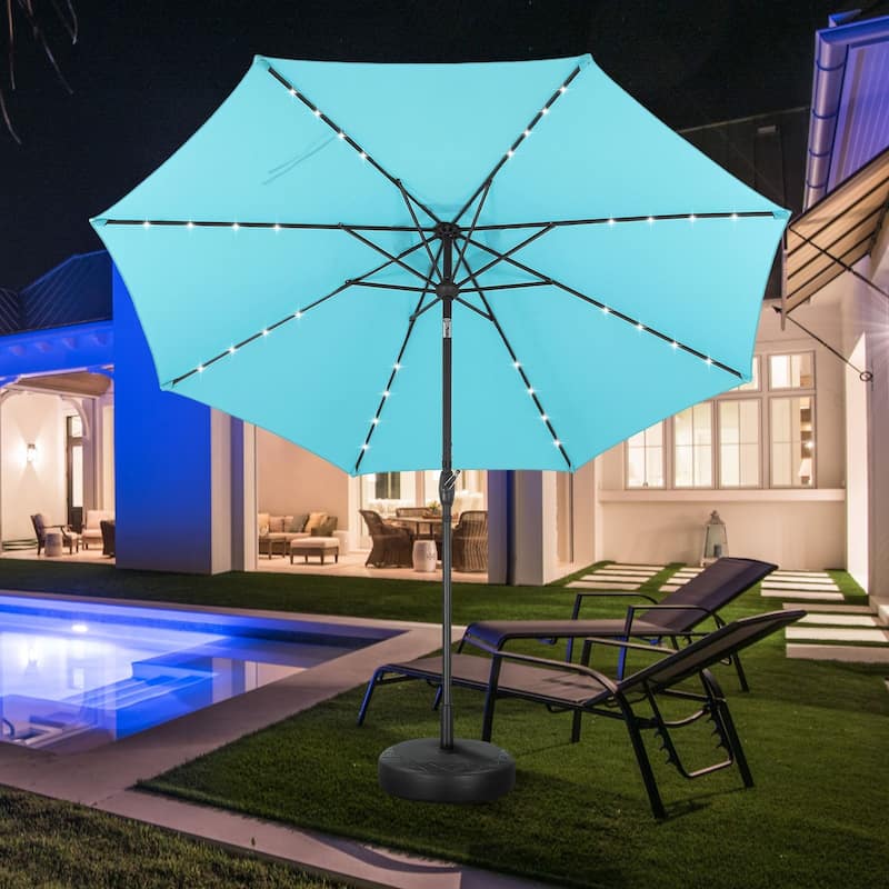 Autlaycil 10ft Solar LED lights Outdoor Patio Umbrella With Base