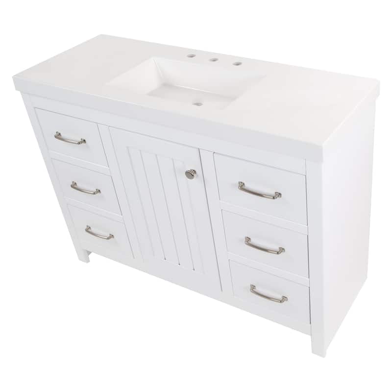 Chamiree 48.5" Bathroom Vanity With Cabinet, 6 Drawers, and White Sink Top