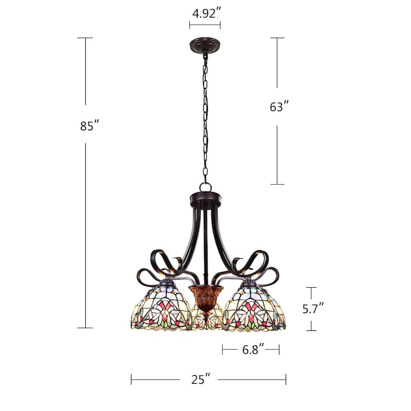 Tiffany-Style Victorian-Design 5-light Dark Bronze Pendant