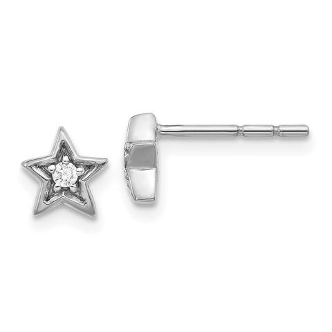 14K White Gold 0.05ct Diamond 6mm Star Post Earrings by Versil