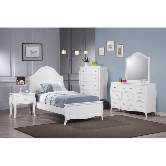 Transitional 1-Drawer Wood Nightstand, White