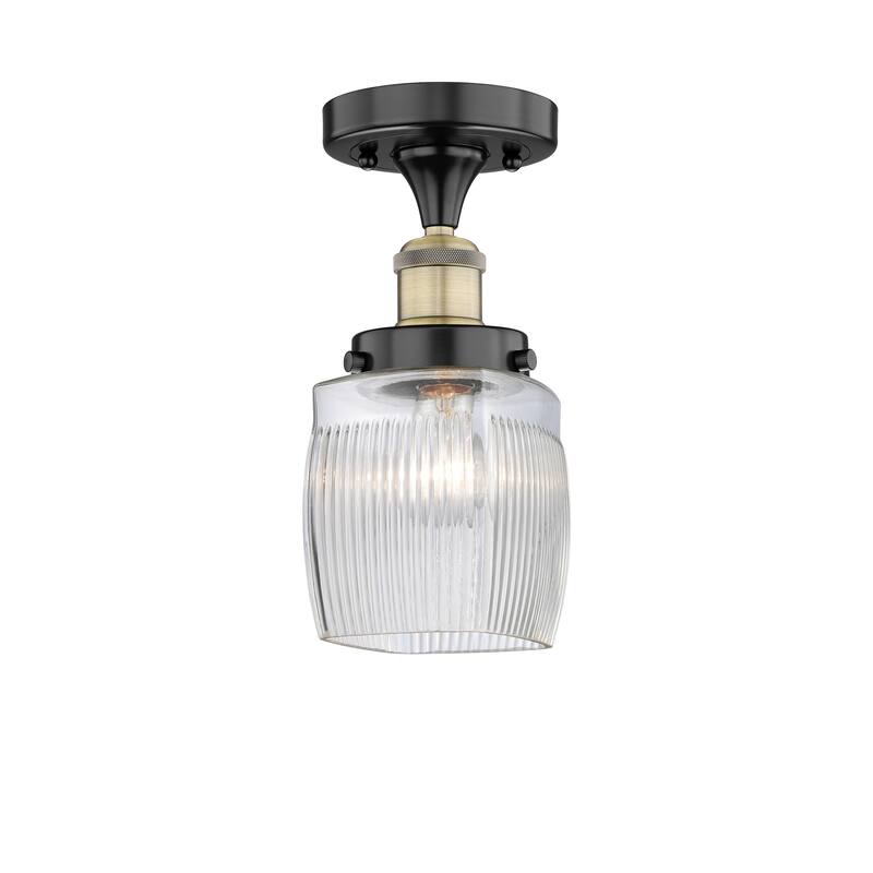 Innovations Lighting Colton - 1 Light 6" Semi-Flush Mount - Clear Halophane/Black Antique Brass