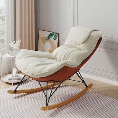 43.30 "W Modern Velvet Upholstered Sliding Rocking Chair with Removable Washable Seat Cushion