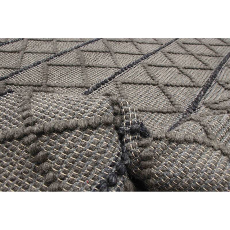 ECARPETGALLERY Braid weave Sienna Grey Wool Rug - 5'10 x 8'9