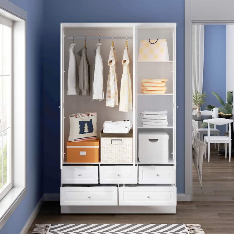 78.7"H Combo Twin Wardrobe Set Elegance Meets Utility Armoires Closet