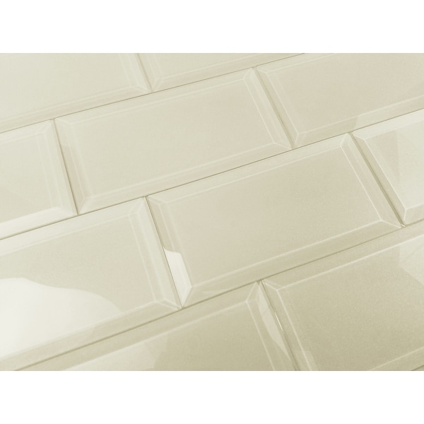 Miseno MT-ONLFEG0306-CE Frosted Elegance - 3" x 6" Rectangle Wall Tile - Glossy Visual - Beige