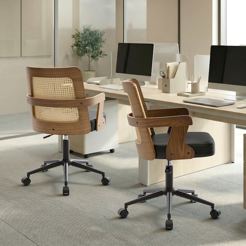 Swivel Home Office Chair Adjustable Height Desk Chair with Wheels and Armrests - 32.7"-36.6"H x 19.9"W x 22.8"D